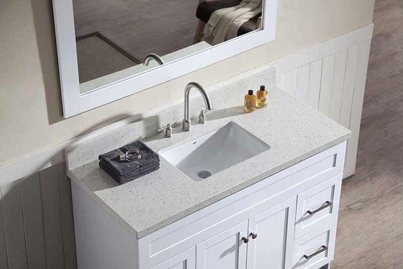 Ariel Hamlet 49" Single Sink Vanity Set with White Quartz Countertop in White 3