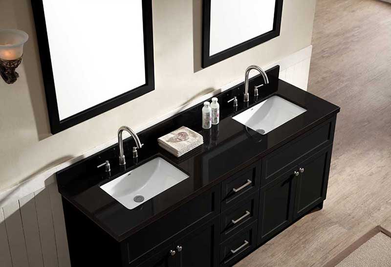 Ariel Hamlet 73" Double Sink Vanity Set with Absolute Black Granite Countertop in Black 4