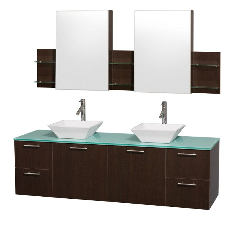 Wyndham Collection Amare 72" Wall-Mounted Double Bathroom Vanity Set with Vessel Sinks - Espresso WC-R4100-72-ESP-DBL 2