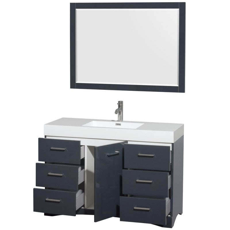 Wyndham Collection Delray 48" Bathroom Vanity Set With Integrated Sink - Clay, 46" Mirror Included WCR440048SCYARINTM46 2