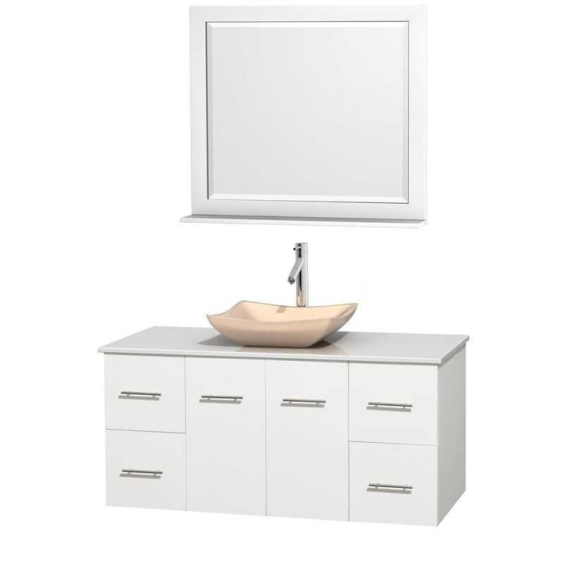 Wyndham Collection Centra 48" Single Bathroom Vanity Set for Vessel Sink - Matte White WC-WHE009-48-SGL-VAN-WHT 4