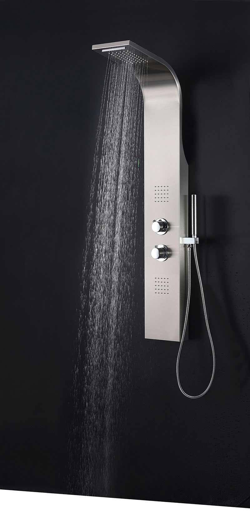 Anzzi ANCHORAGE Series 60 in. Full Body Shower Panel System with Heavy Rain Shower and Spray Wand in Brushed Steel 12