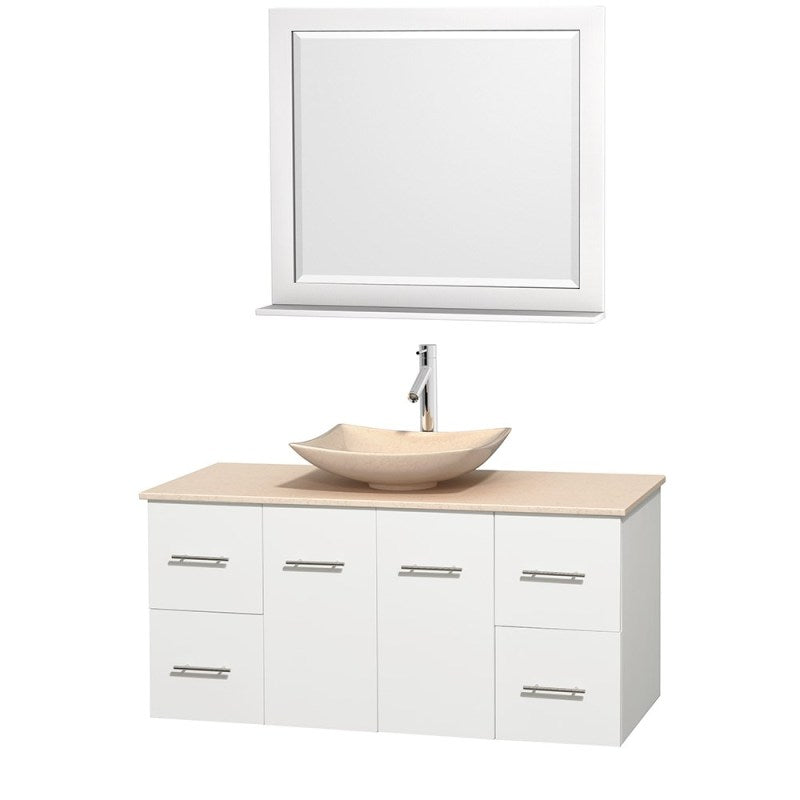 Wyndham Collection Centra 48" Single Bathroom Vanity Set for Vessel Sink - Matte White WC-WHE009-48-SGL-VAN-WHT