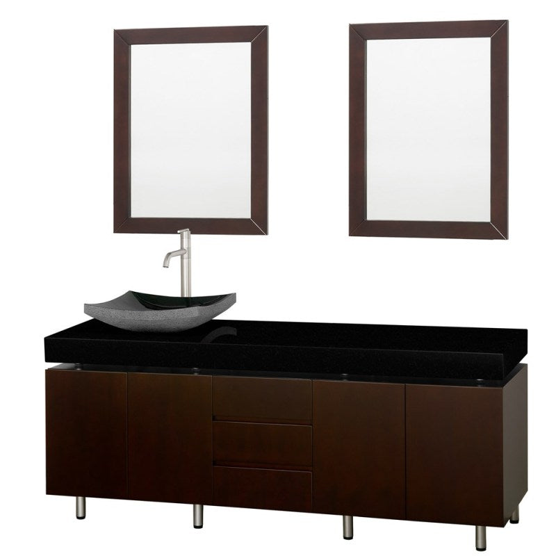Wyndham Collection Malibu 72" Single Bathroom Vanity Set - Espresso Finish with Black Absolute Granite Counter and Black Granite Sink WC-CG3000-72-ESP-BLK-GR-SINGLE 2