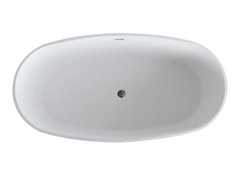 Anzzi Roccia 5.1 ft. Man-Made Stone Freestanding Non-Whirlpool Bathtub in Matte White and Kros Series Faucet in Chrome 3