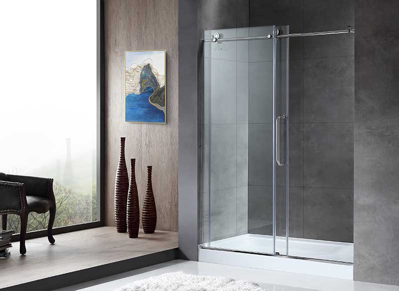 Anzzi Leon Series 48 in. by 76 in. Frameless Sliding Shower Door in Chrome with Handle SD-AZ8077-01CH 3