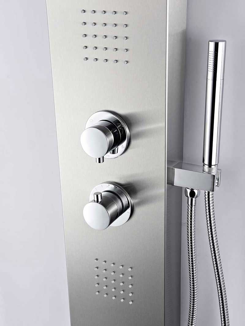 Anzzi ANCHORAGE Series 60 in. Full Body Shower Panel System with Heavy Rain Shower and Spray Wand in Brushed Steel 2