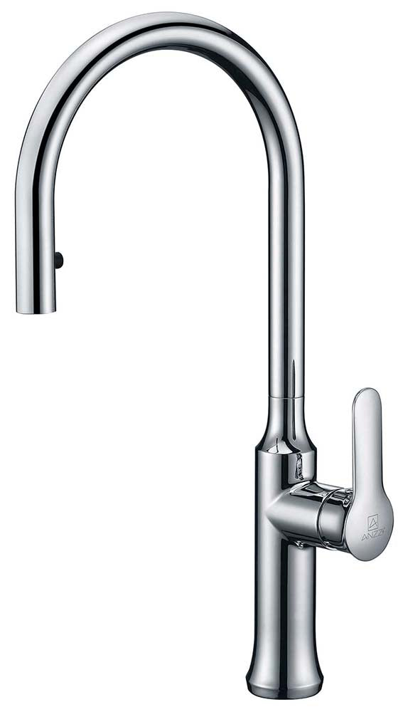 Anzzi Cresent Single Handle Pull-Down Sprayer Kitchen Faucet in Polished Chrome KF-AZ1068CH