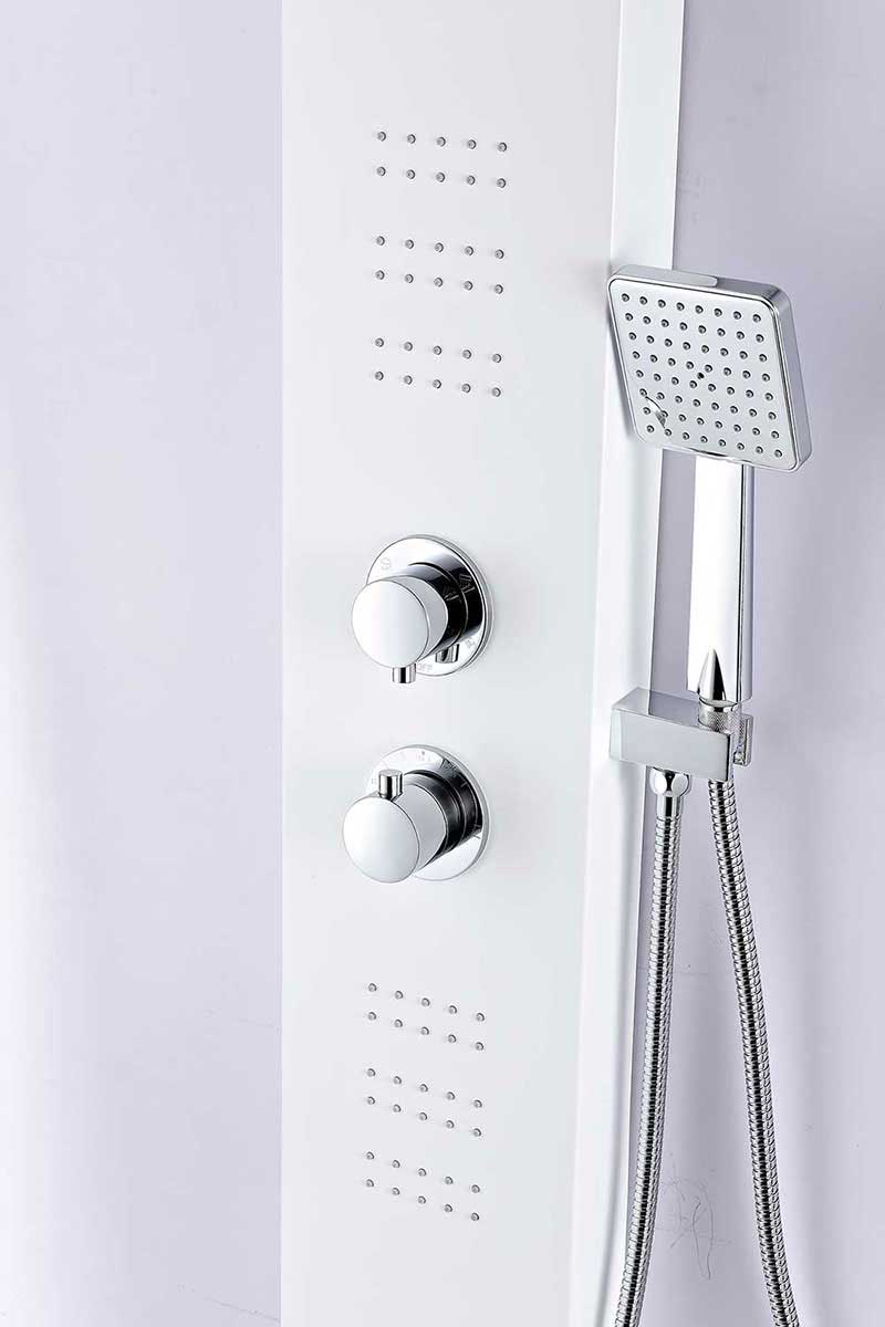 Anzzi ARENA Series 60 in. Full Body Shower Panel System with Heavy Rain Shower and Spray Wand in White 2