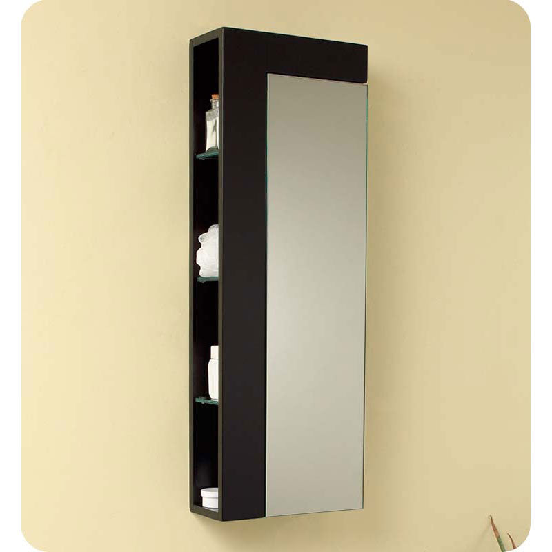 Fresca FST1024ES Espresso Bathroom Linen Side Cabinet with Large Mirror Door