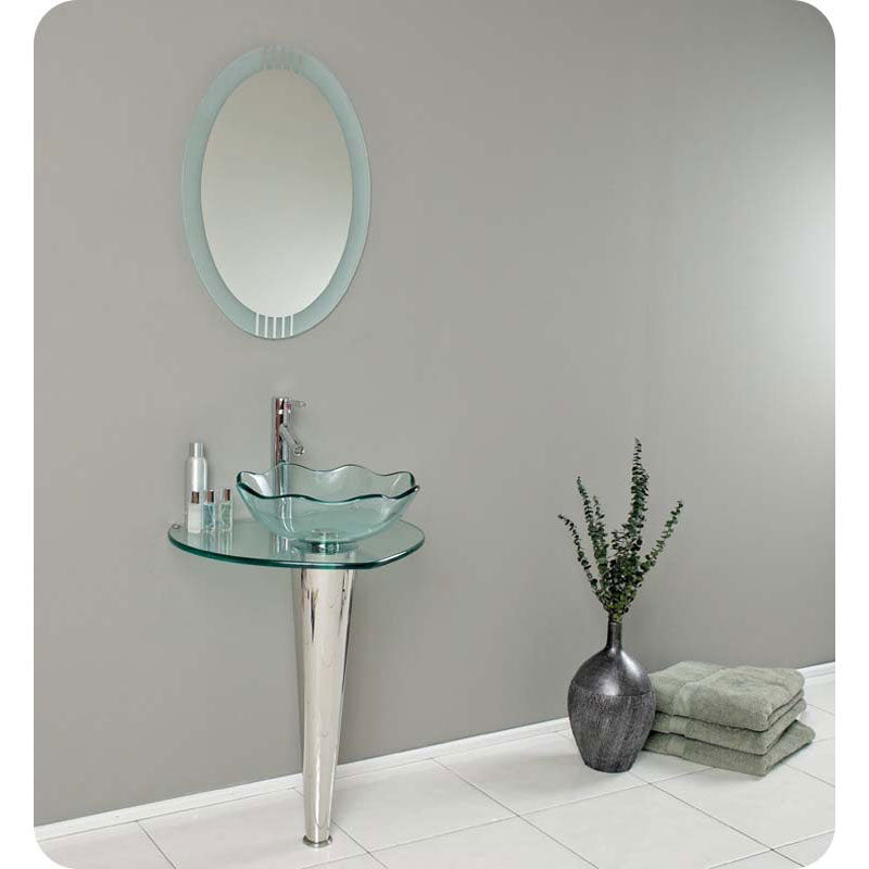 Fresca FVN1036 Netto Modern Glass Bathroom Vanity with Wavy Edge Vessel Sink