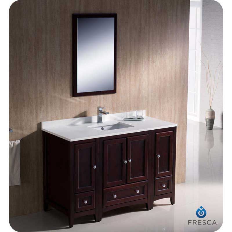 Fresca FVN20-122412MH Oxford 48" Mahogany Traditional Bathroom Vanity with 2 Side Cabinets
