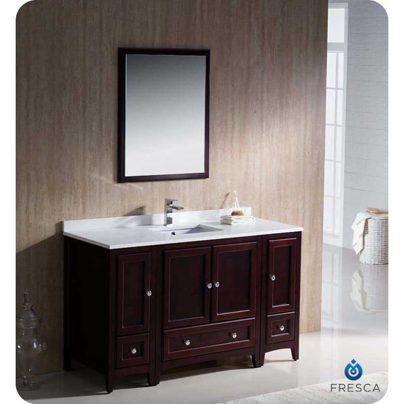 Fresca FVN20-123012MH Oxford 54" Mahogany Traditional Bathroom Vanity with 2 Side Cabinets