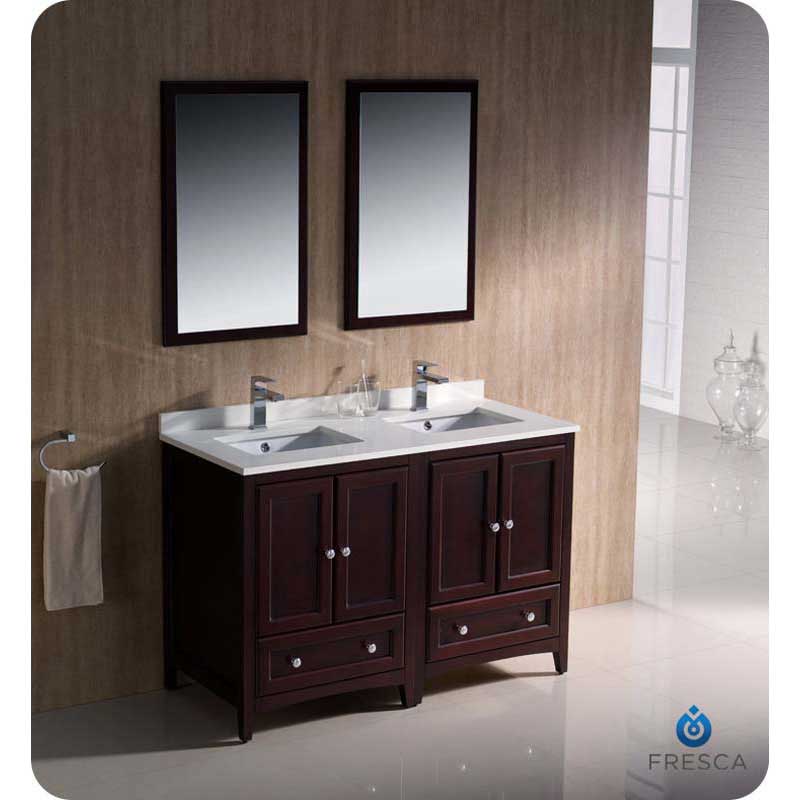 Fresca FVN20-2424MH Oxford 48" Mahogany Traditional Double Sink Bathroom Vanity