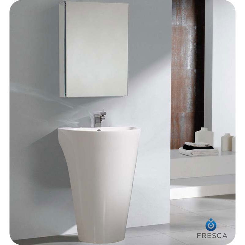 Fresca FVN5023WH Parma White Pedestal Sink with Medicine Cabinet - Modern Bathroom Vanity