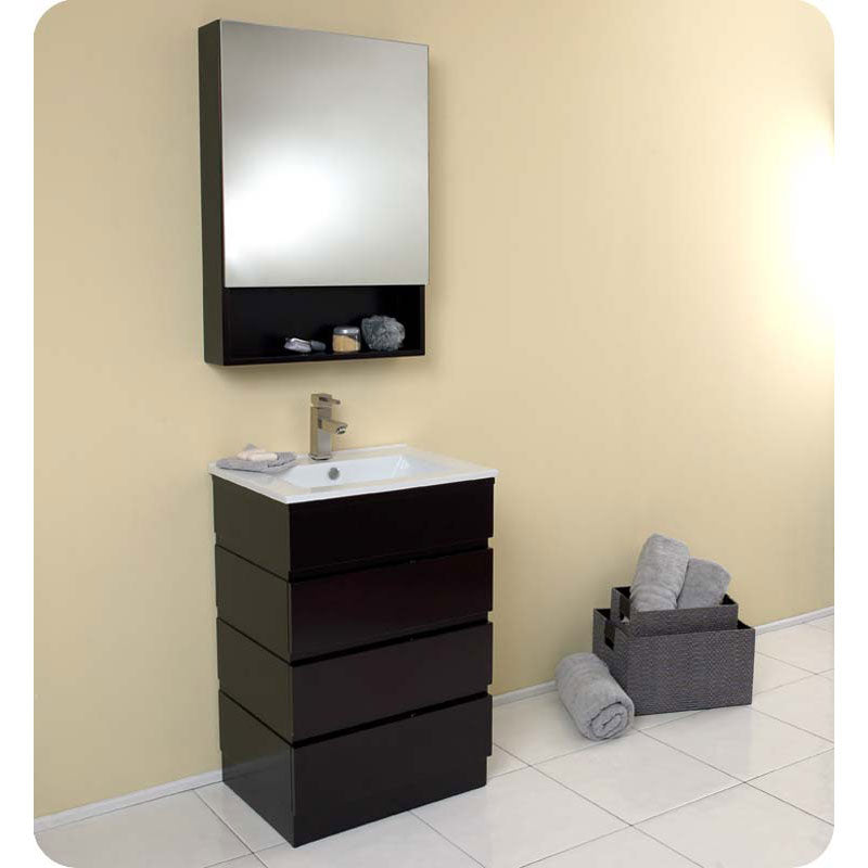 Fresca FVN6124ES Amato Espresso Modern Bathroom Vanity with Medicine Cabinet
