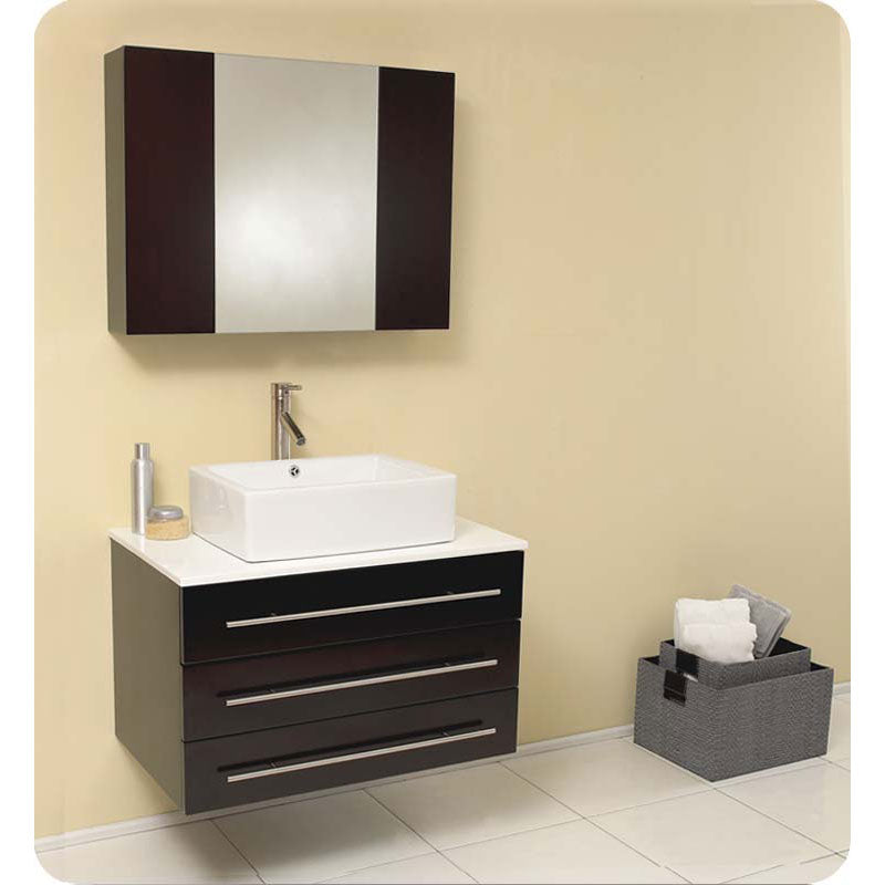 Fresca FVN6183ES Modello Espresso Modern Bathroom Vanity with Marble Countertop