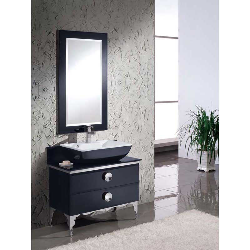 Fresca FVN7712BL Moselle 36" Modern Glass Bathroom Vanity with Mirror