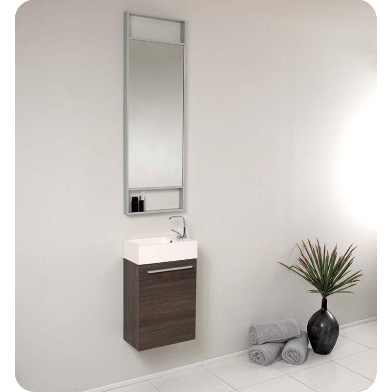 Fresca FVN8002GO Pulito Small Gray Oak Modern Bathroom Vanity with Tall Mirror