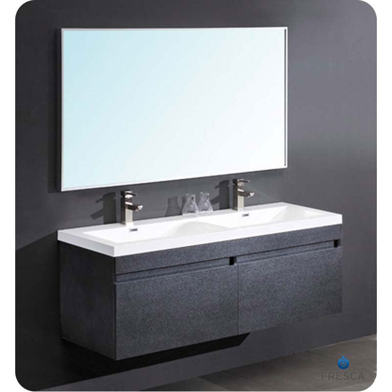 Fresca FVN8040BW Largo Black Modern Bathroom Vanity with Wavy Double Sinks