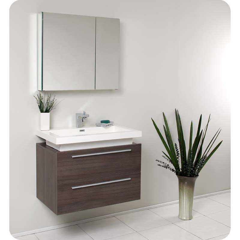 Fresca FVN8080GO Medio Gray Oak Modern Bathroom Vanity with Medicine Cabinet