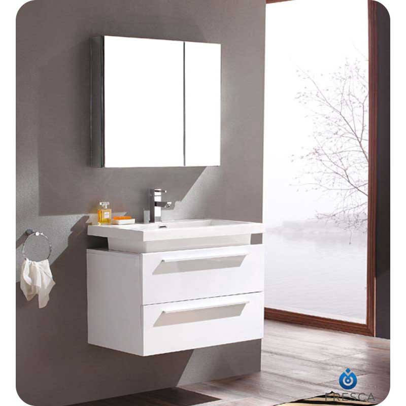 Fresca FVN8080WH Medio White Modern Bathroom Vanity with Medicine Cabinet