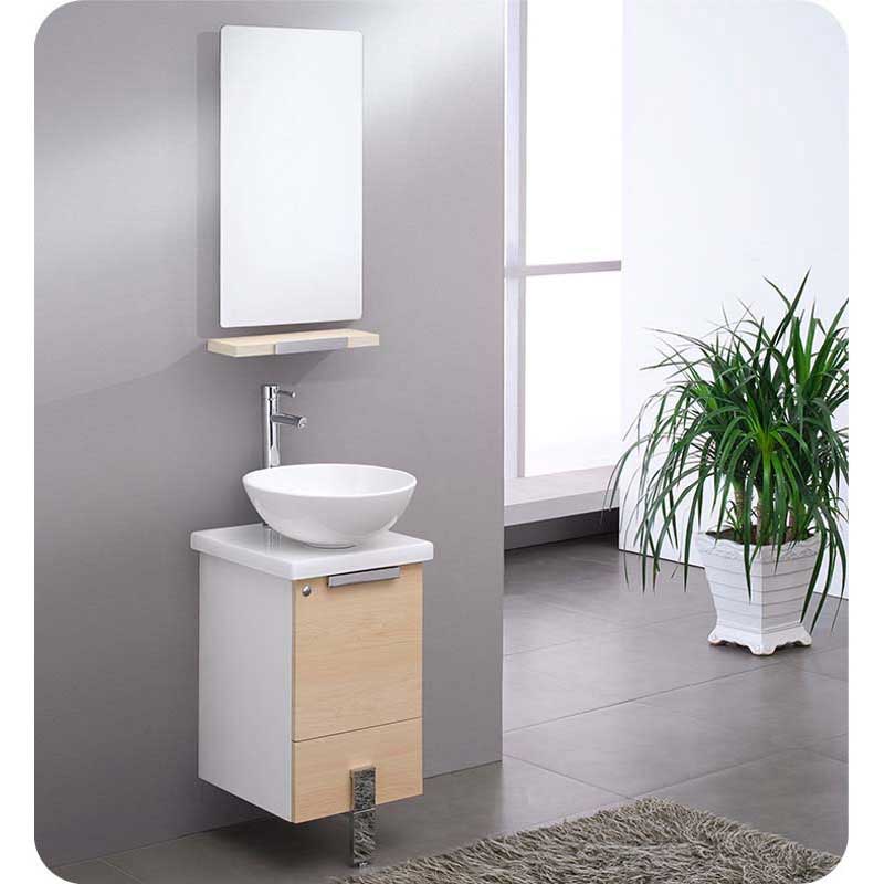 Fresca FVN8110LT Adour 16" Light Walnut Modern Bathroom Vanity with Mirror