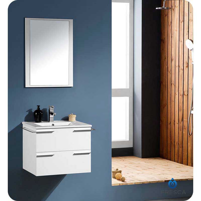 Fresca FVN8114WH Cielo 24" White Modern Bathroom Vanity with Mirror