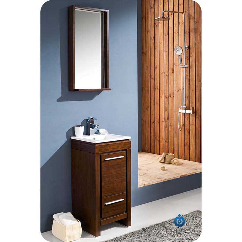 Fresca FVN8118WG Allier 16" Wenge Brown Modern Bathroom Vanity with Mirror