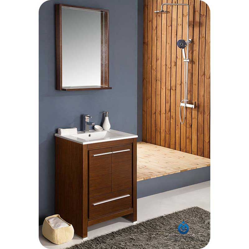 Fresca FVN8125WG Allier 24" Wenge Brown Modern Bathroom Vanity with Mirror