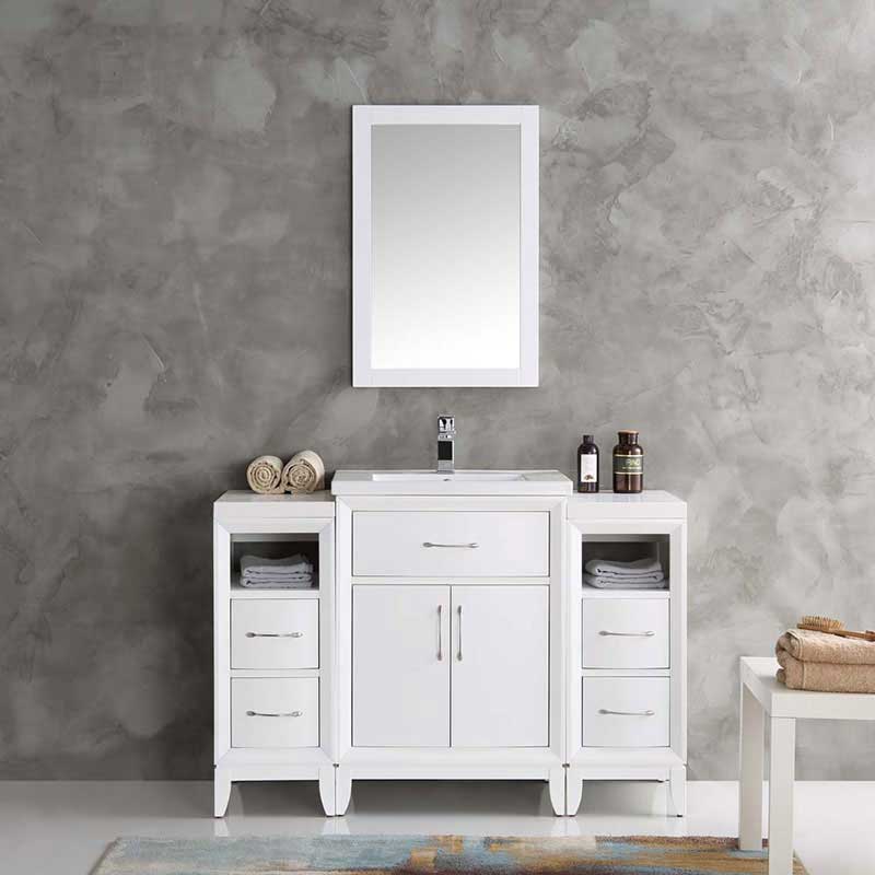 Fresca Cambridge 48" White Traditional Bathroom Vanity with Mirror 3