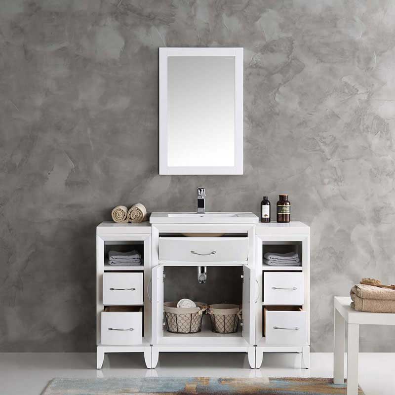 Fresca Cambridge 48" White Traditional Bathroom Vanity with Mirror 4