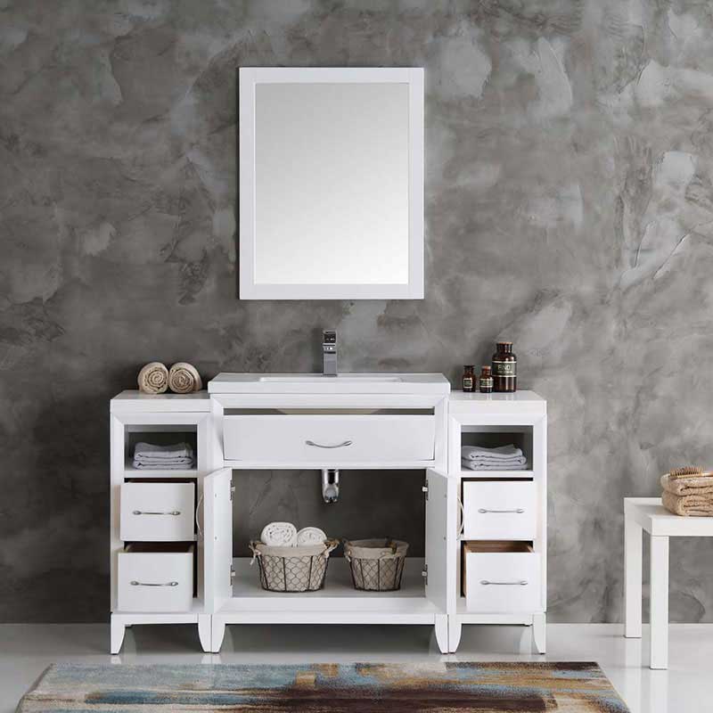 Fresca Cambridge 54" White Traditional Bathroom Vanity with Mirror 4