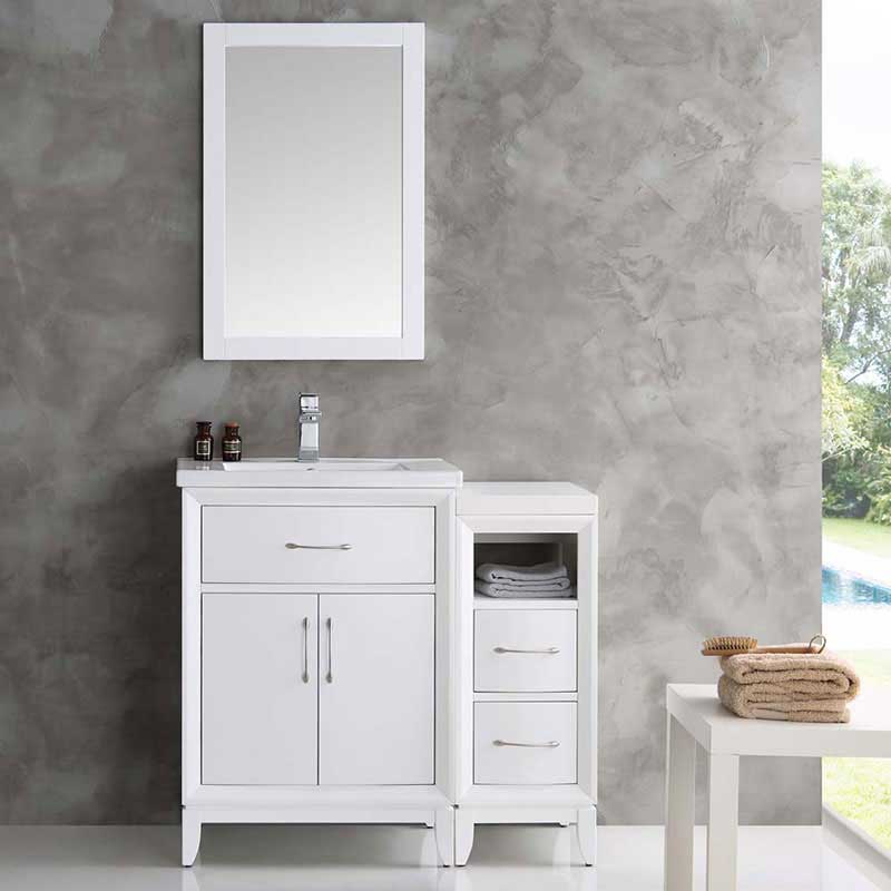 Fresca Cambridge 36" White Traditional Bathroom Vanity with Mirror 3