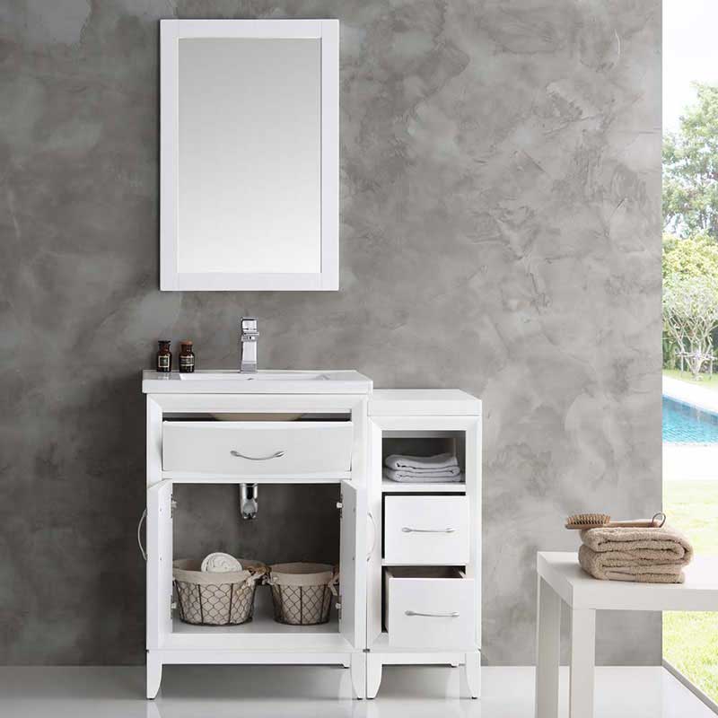Fresca Cambridge 36" White Traditional Bathroom Vanity with Mirror 4