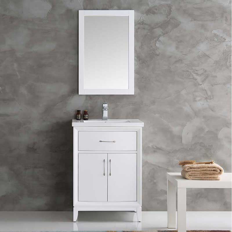 Fresca Cambridge 24" White Traditional Bathroom Vanity with Mirror 3