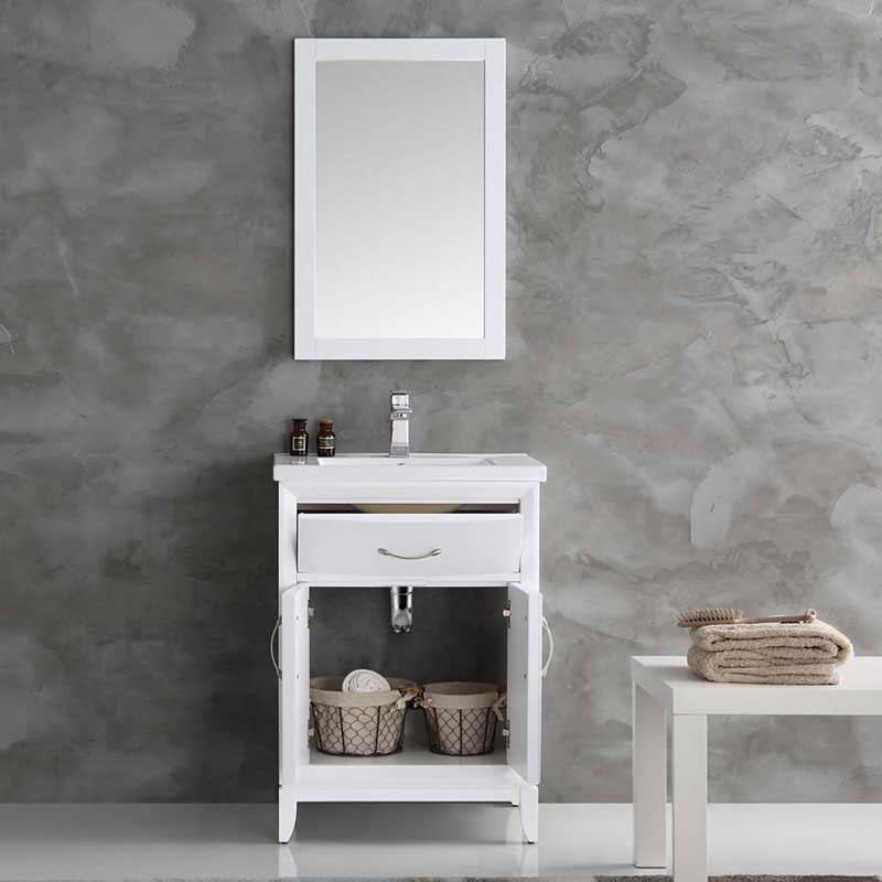 Fresca Cambridge 24" White Traditional Bathroom Vanity with Mirror 4