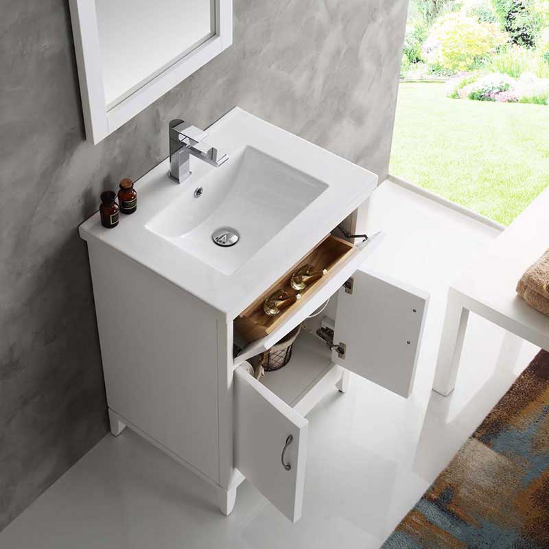 Fresca Cambridge 24" White Traditional Bathroom Vanity with Mirror 5