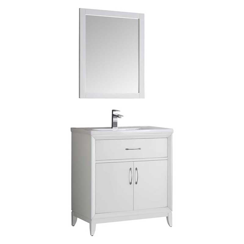 Fresca Cambridge 30" White Traditional Bathroom Vanity with Mirror