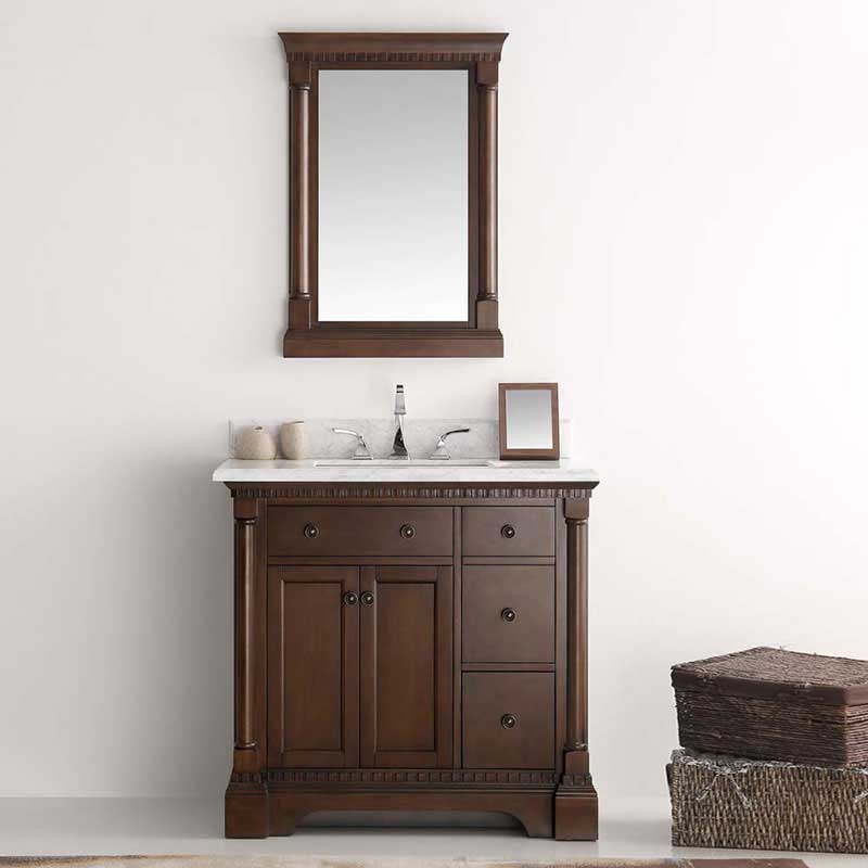 Fresca Kingston 36" Antique Coffee Traditional Bathroom Vanity with Mirror 3