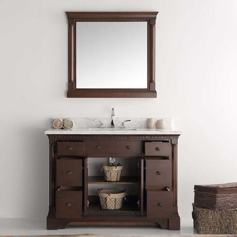 Fresca Kingston 48" Antique Coffee Traditional Bathroom Vanity with Mirror 4