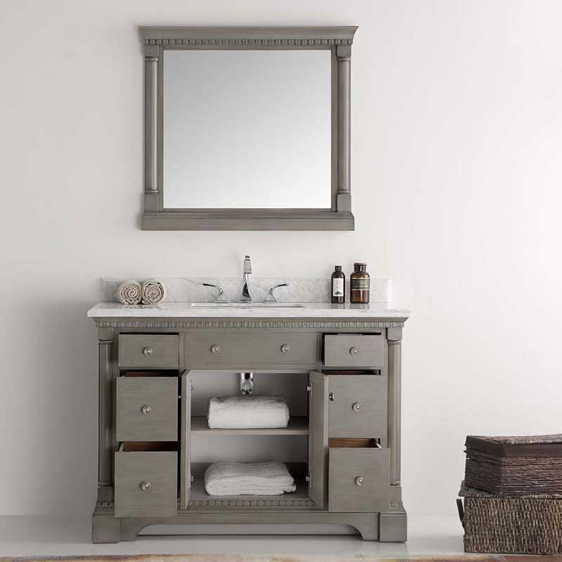 Fresca Kingston 48" Antique Silver Traditional Bathroom Vanity with Mirror 4