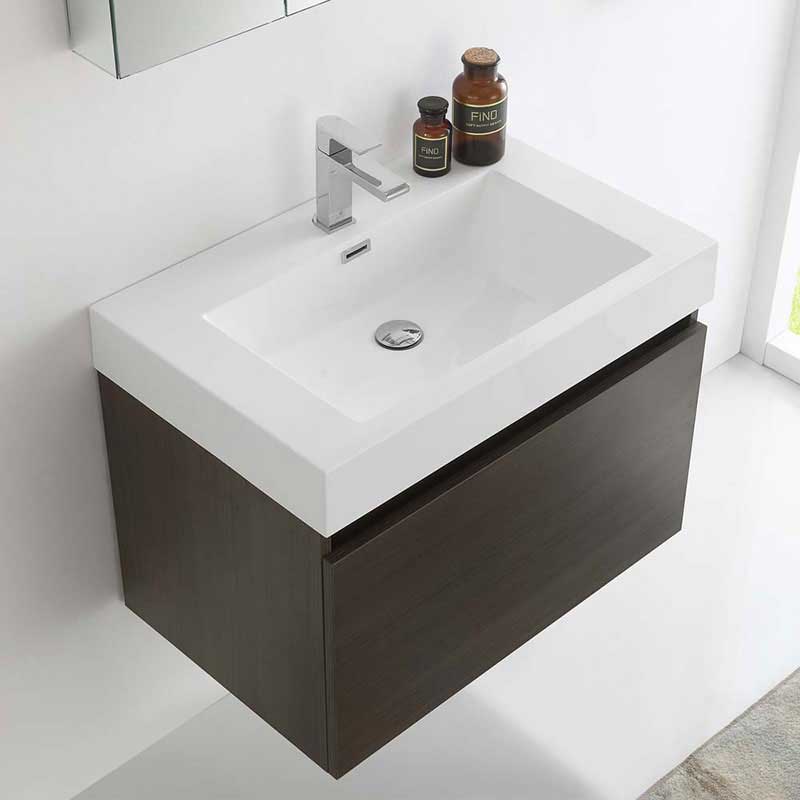Fresca Mezzo 30" Gray Oak Wall Hung Modern Bathroom Vanity with Medicine Cabinet 5