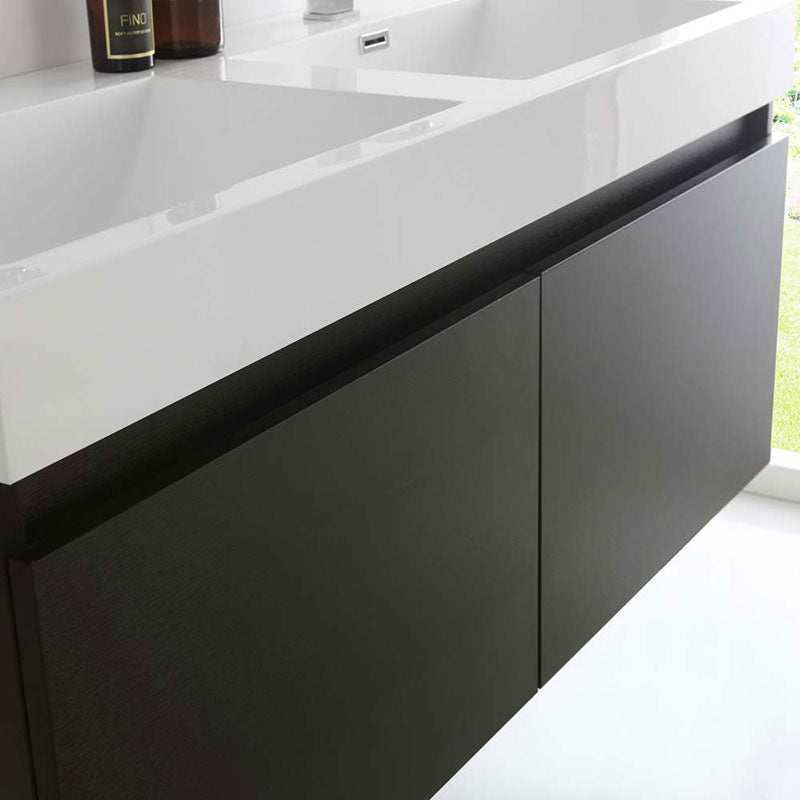 Fresca Mezzo 48" Black Wall Hung Double Sink Modern Bathroom Vanity with Medicine Cabinet 4