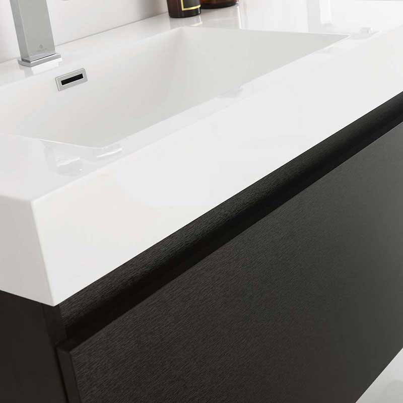 Fresca Mezzo 60" Black Wall Hung Double Sink Modern Bathroom Vanity with Medicine Cabinet 4