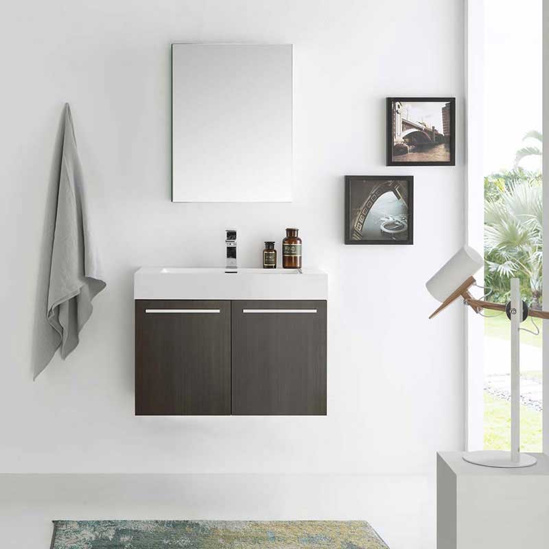 Fresca Vista 30" Gray Oak Wall Hung Modern Bathroom Vanity with Medicine Cabinet 3