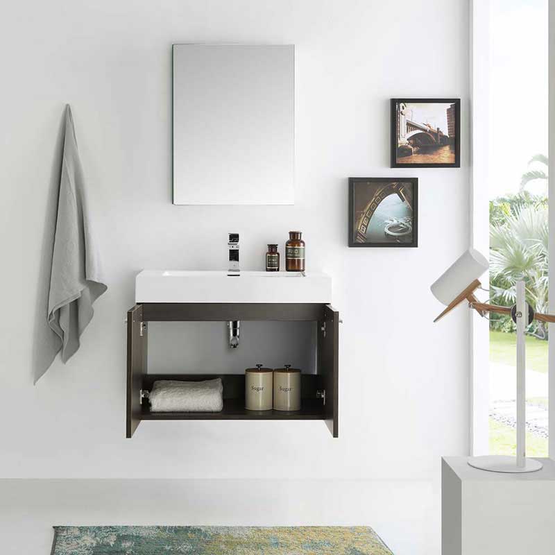Fresca Vista 30" Gray Oak Wall Hung Modern Bathroom Vanity with Medicine Cabinet 4