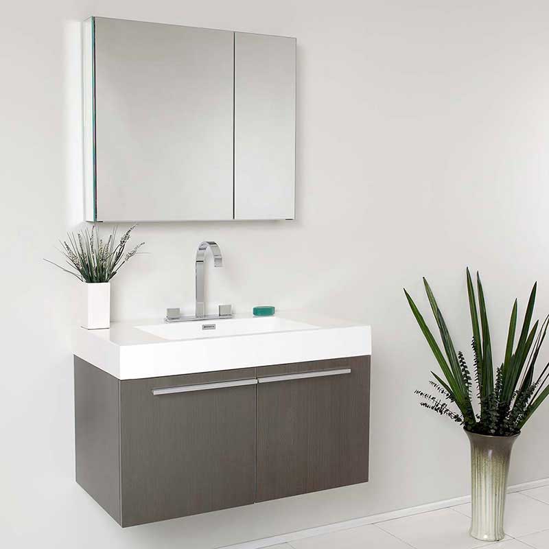Fresca Vista 36" Gray Oak Modern Bathroom Vanity with Medicine Cabinet 2