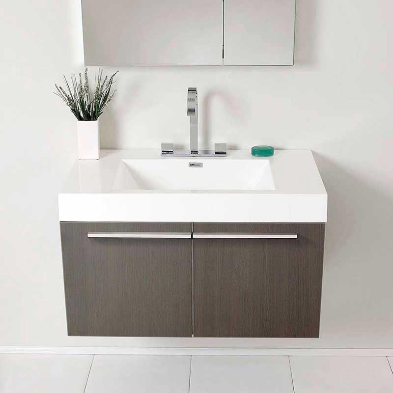 Fresca Vista 36" Gray Oak Modern Bathroom Vanity with Medicine Cabinet 3