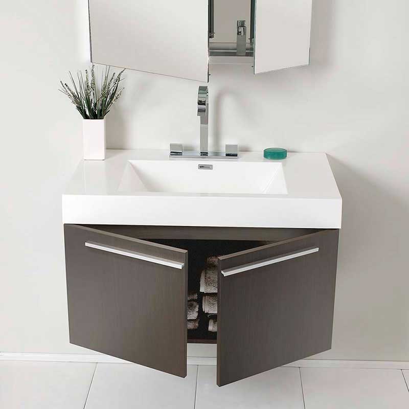 Fresca Vista 36" Gray Oak Modern Bathroom Vanity with Medicine Cabinet 4